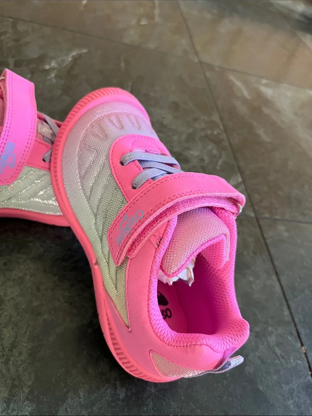 OshKosh B'gosh Bright Pink and Silver Hook-and-Loop Sneakers